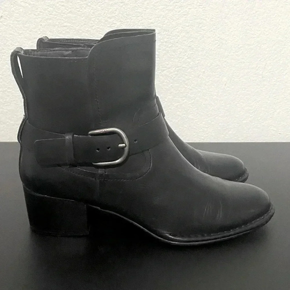 UGG Biker Moto Ankle Boots Black Leather Bikercore Combat Festival - Picture 11 of 17